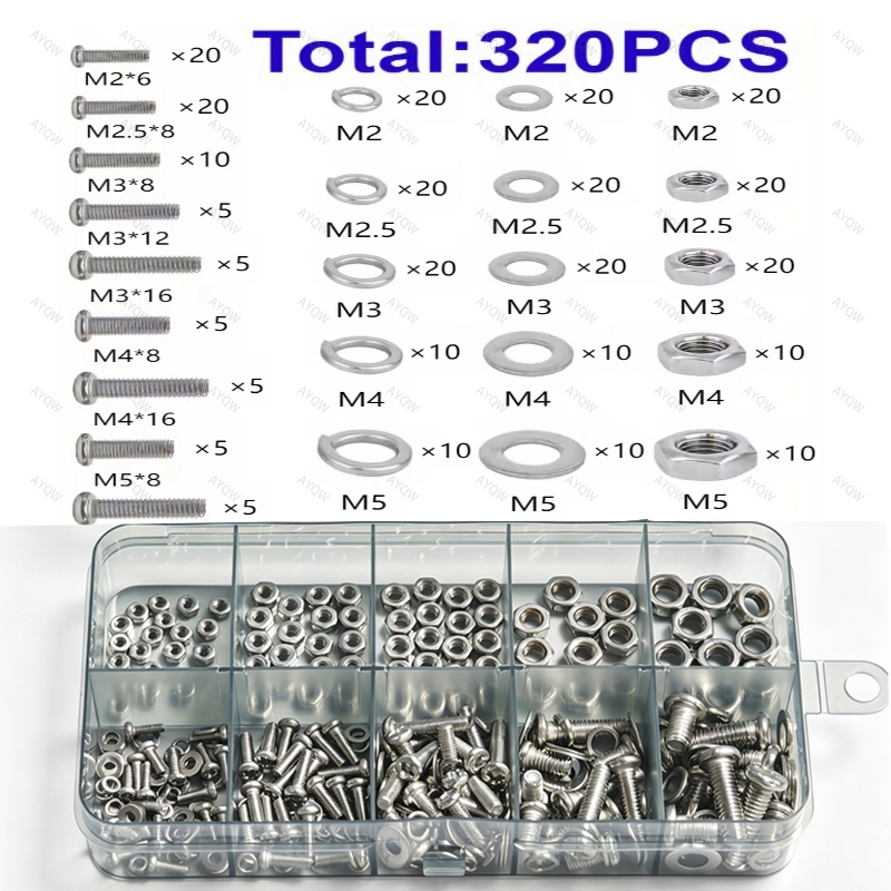 320-piece hex nut and bolt set - Furniture Joinery Hardware review and price
